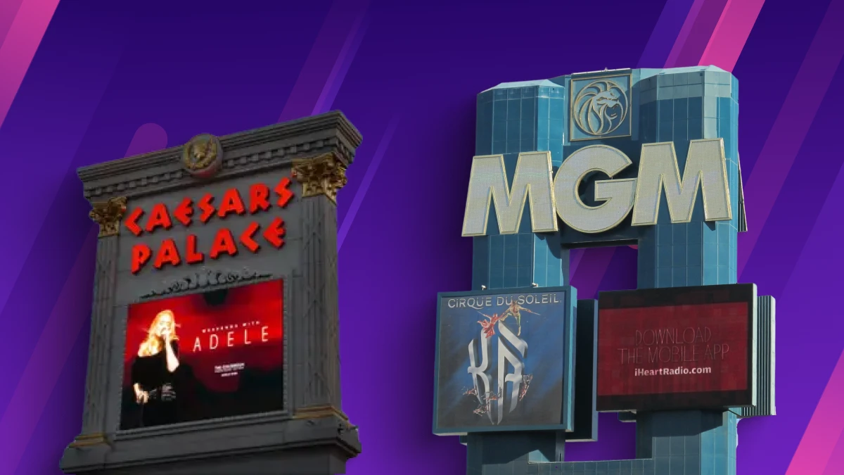 Signs of Caesars Palace and MGM Grand, representing potential $300M revenue gains from the One Big Beautiful Bill